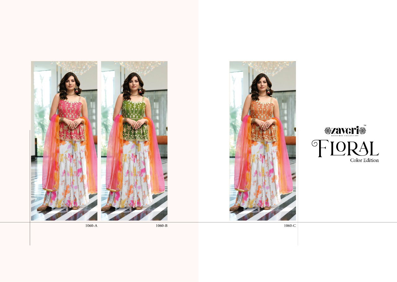 Zaveri Floral Color Edition New Designer Fancy Party Wear Stylish Ready Made Collection